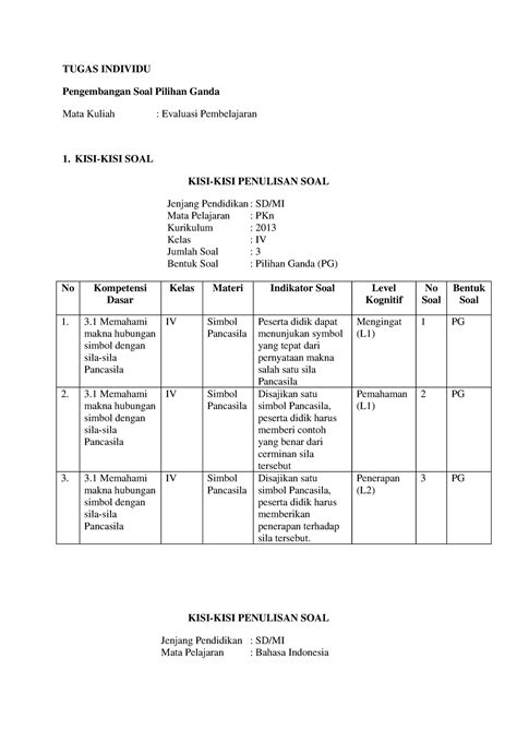 Kisi-Kisi Soal