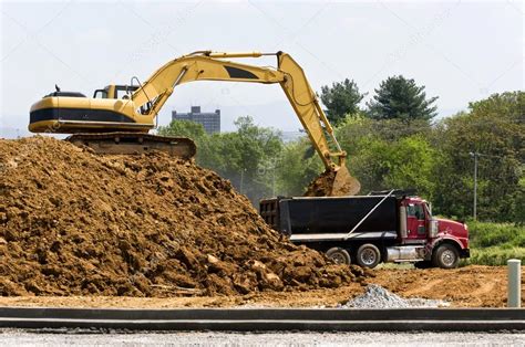 Dump truck at construction site