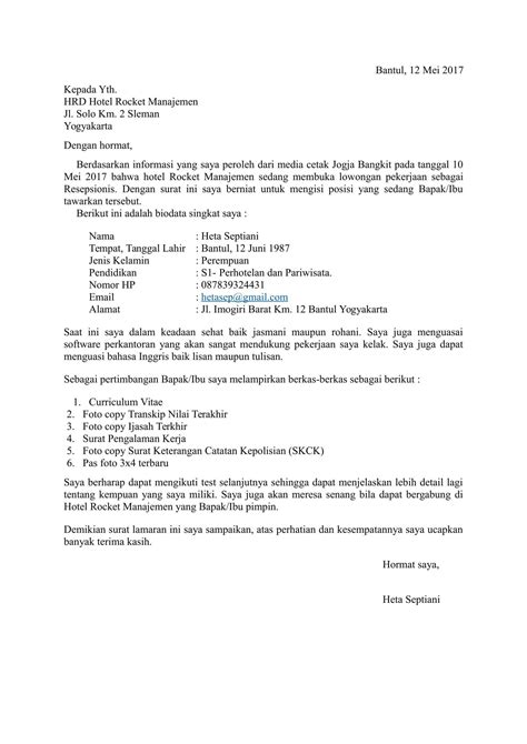Format Surat Lamaran Pekerjaan Di Indonesia