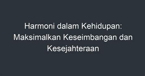 Harmoni dalam Kehidupan issho