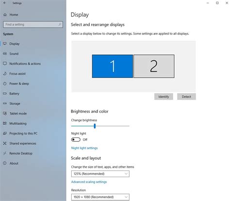 Scaling settings on Windows 10