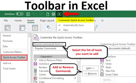 Toolbar Excel