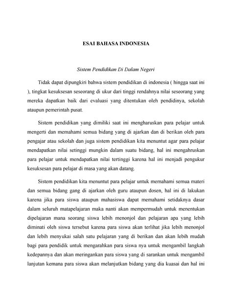 Contoh Esai Bahasa Indonesia