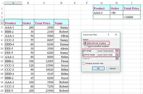Excel Multiple Filters