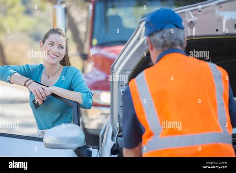 grateful woman after roadside assistance