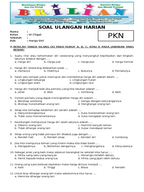 Latihan Soal PKN Kelas 3 Semester 2