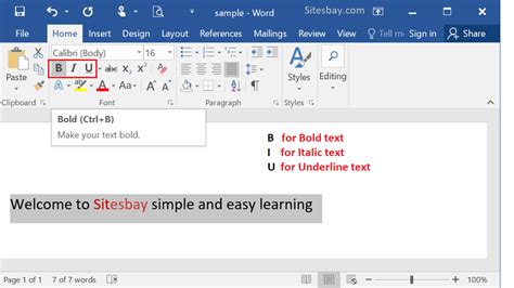 ms word bold and italic