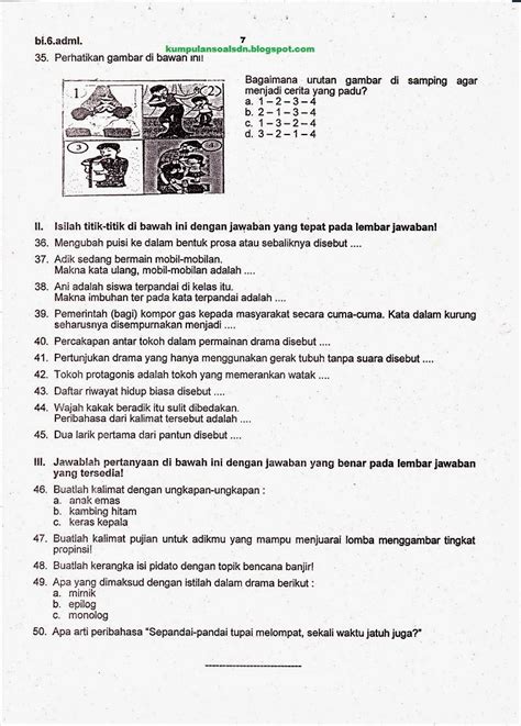 Soal UTS Bahasa Sunda Kelas 6 Semester 2