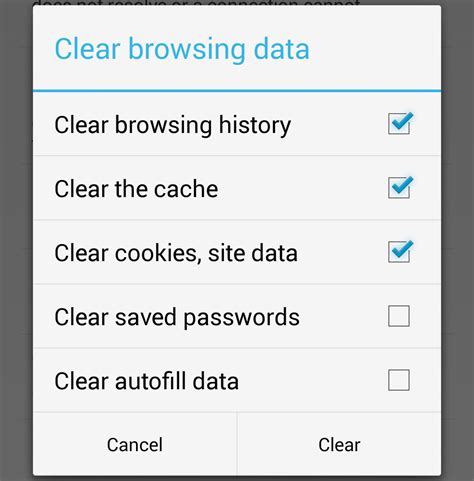 Clear browsing data window