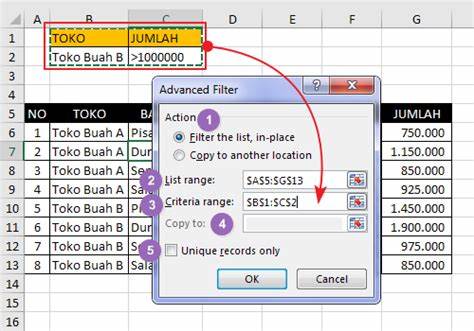 Penggunaan Advanced Filter di Excel