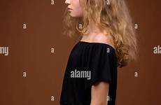 alamy young girl teenage portrait profile beautiful stock blonde