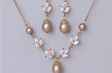 gold set rose jewelry bridal champagne pearl blush pink sets necklace favorites hayley add