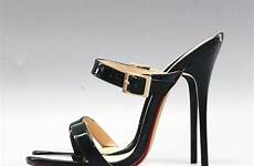 high mules heel sandals sexy fetish strappy patent buckle uk4 eu very