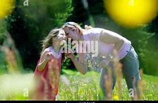 tickling mother alamy stock daughters daughter meadow