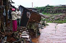 kibera nairobi slum people living rainy africa house brings misery seasons lot