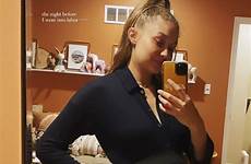 hadid gigi selfie bump pregnancy baby throwback labor went shows night she before into off utt agnes dec healthy