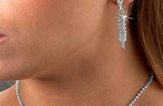 rhinestone necklace jewelry drop elegant triple set