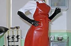 apron latex schürze aprons nurses domina strict lack krankenschwester gloves handschuhe pinafore