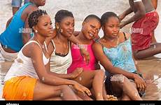 ghana girls beach accra africa labadi alamy