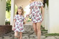 daughter mom mother dress dresses matching short outfits sexy summer family clothes floral girls match shoulder off print mama ruffles