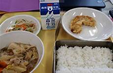 japanese school lunches month looks seaweed stew sukiyaki beef toasted tempura pumpkin salad rice milk yattatachi