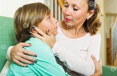 son mother teenage crying consoling aged middle family preview