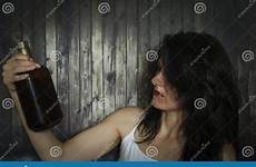 woman bottle alcohol drunk young looks interest drunken girl preview stock
