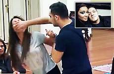 man wife beats her his mouth hand over tv live husband reality moment