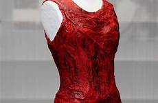 meat dress lady gaga rock couture hall cutlet arrives fashionably late course served red