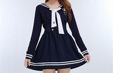 uniform school korean uniforms sailor skirt girls japan high outfit japanese navy clothes shirt costumes pleated womens straps students