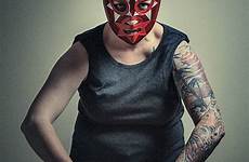 wrestling female masked stock tattoos