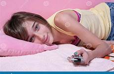 remote control teenage girl dreamstime stock