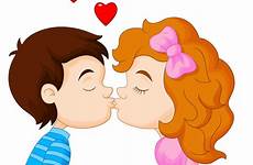 kissing cartoon boy girl little vector royalty