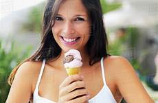 ice cream eating woman cone dissolve stock tetra d1028
