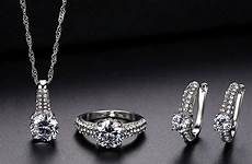 sets jewelry sieraden arrival zircon shining earrings necklace luxury silver classic gold women