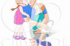 dad her girl hugging little behind brother clipart holds he pushkin royalty illustration rf