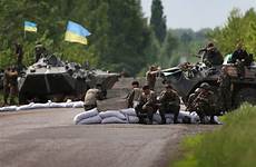 ukraine ukrainian army ukranian soldiers highway checkpoint far ambushed convoy forces antigovernment slovyansk near where talks decentralizing degrees center europe