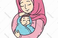 mother muslim baby holding vector royalty