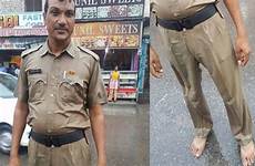 barefoot policeman haryana police rains heavy indian india cop duty doing rain inspires viral goes many policemen working his salute