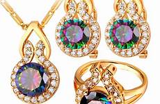jewelry women sets wedding crystal u7 earrings gold