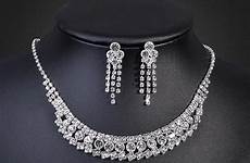 necklace jewelry earrings set sets wedding rhinestone bridal crystal charm sparkly classic