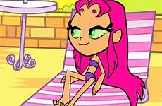 starfire titans teen go bikini dc purple sunbathing comics swimsuit bikinis red tt