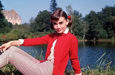 audrey hepburn color afternoon style red 1957 cardigan icon colorized vintage cooper gary sweater pants elegant