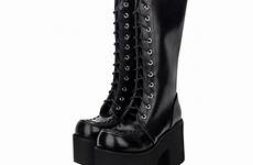 boots lolita angelic knee high punk imprint pu toe lace leather round style