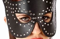 mask leather fetish eye studded sexy masquerade blinder blindfold shade patch kinky cat cover sex mistress