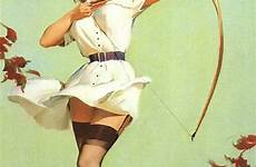 elvgren gil girl 1950 girls pinup 1959 high 1950s 50s vintage archery bow aiming title artist arrow