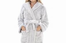dressing gown ladies luxury soft warm cosy winter hooded fleece ebay