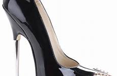 heels high metal shoes stiletto pumps designer cm women sexy luxury pointed toe decor ankle strap plus size