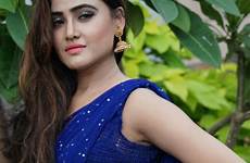 hot saree sony charishta blue actress stills spicy back indian
