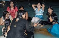 girls bathing indian pool hot local into enjoying wet